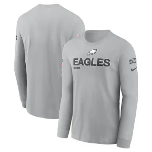 Philadelphia eagles nike 2024 salute to service long sleeve t shirt Gray