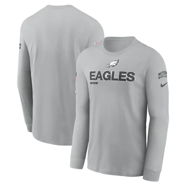Philadelphia eagles nike 2024 salute to service long sleeve t shirt Gray