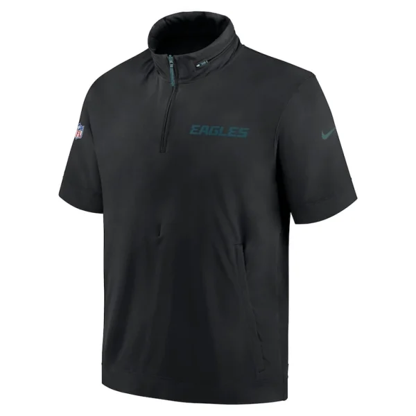 Philadelphia eagles nike 2024 sideline coach short sleeve half zip hoodie jacket Black M