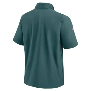 Philadelphia eagles nike 2024 sideline coach short sleeve half zip hoodie jacket Midnight green L