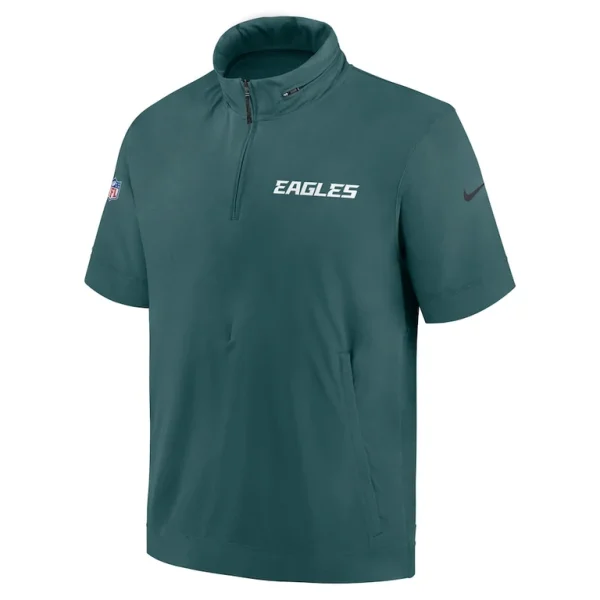 Philadelphia eagles nike 2024 sideline coach short sleeve half zip hoodie jacket Midnight green M