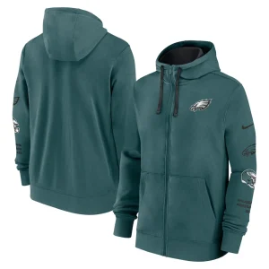 Philadelphia eagles nike club full zip hoodie jacket Midnight green