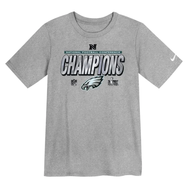 Philadelphia eagles nike preschool 2024 nfc champions locker room trophy collection t shirt Heather gray 56