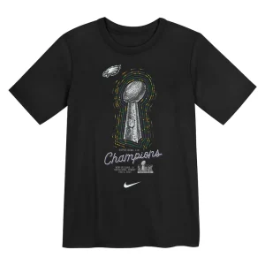 Philadelphia eagles nike preschool super bowl lix champions lombardi trophy t shirt Black 56