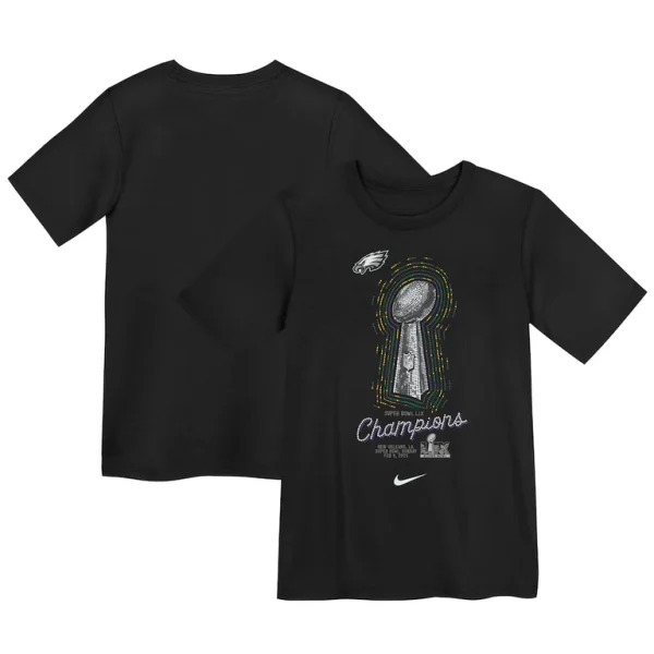 Philadelphia eagles nike preschool super bowl lix champions lombardi trophy t shirt Black