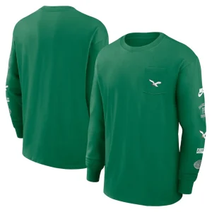 Philadelphia eagles nike rewind heavy max 90 pocket long sleeve t shirt Green