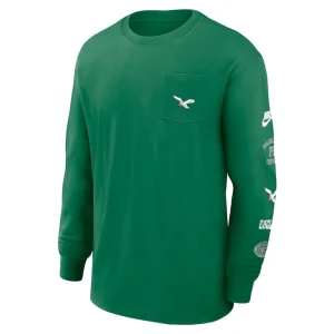 Philadelphia eagles nike rewind heavy max 90 pocket long sleeve t shirt Green M
