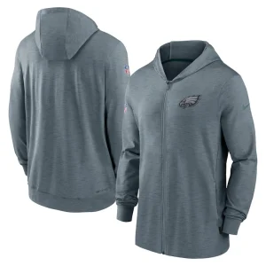 Philadelphia eagles nike sideline team pop full zip hoodie jacket Heather gray