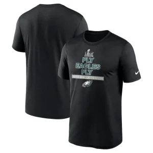 Philadelphia eagles nike super bowl lix champions fly eagles fly t shirt Black