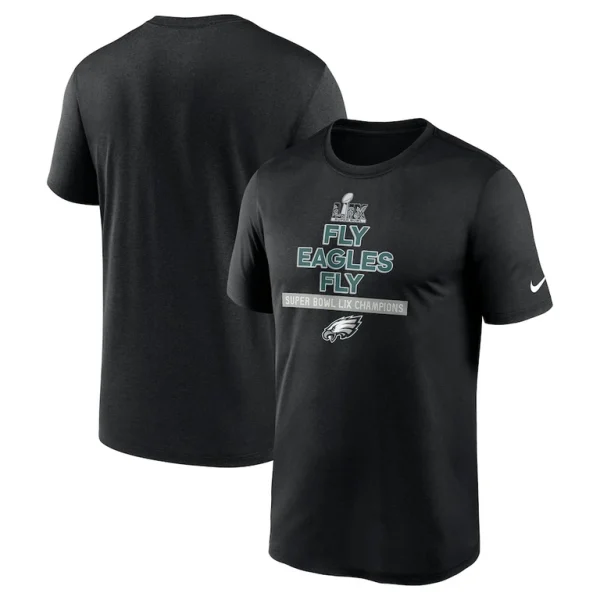 Philadelphia eagles nike super bowl lix champions fly eagles fly t shirt Black