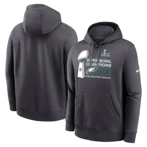 Philadelphia eagles nike super bowl lix champions locker room trophy collection club fleece pullover hoodie anthracite Multi
