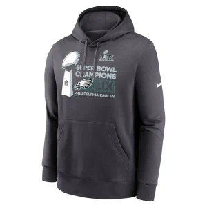 Philadelphia eagles nike super bowl lix champions locker room trophy collection club fleece pullover hoodie anthracite Multi L