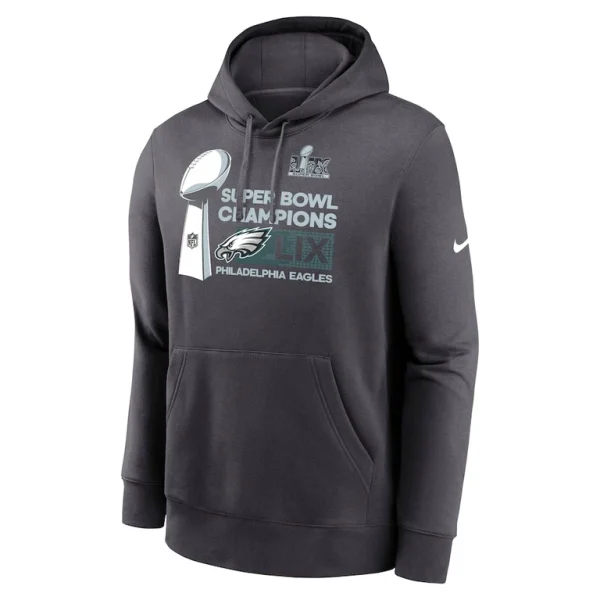 Philadelphia eagles nike super bowl lix champions locker room trophy collection club fleece pullover hoodie anthracite Multi L