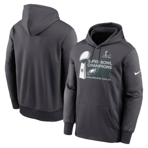 Philadelphia eagles nike super bowl lix champions locker room trophy collection therma fleece pullover hoodie anthracite Multi