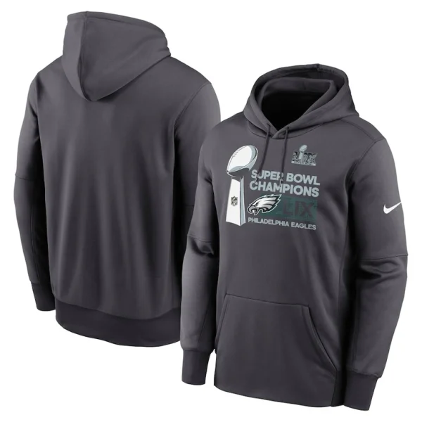 Philadelphia eagles nike super bowl lix champions locker room trophy collection therma fleece pullover hoodie anthracite Multi