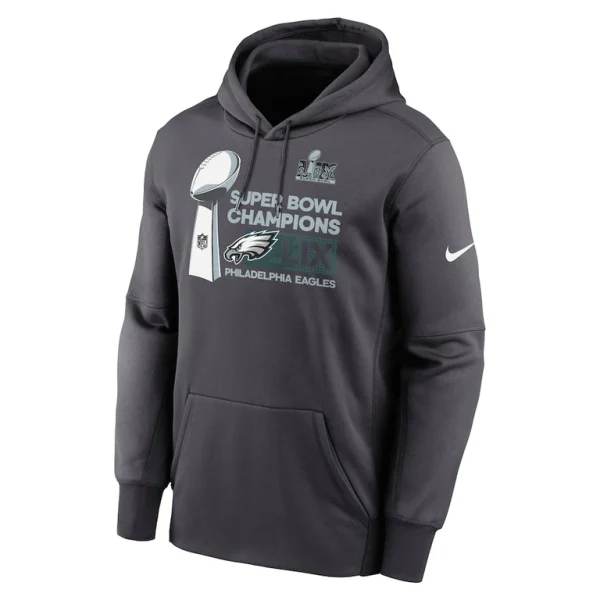 Philadelphia eagles nike super bowl lix champions locker room trophy collection therma fleece pullover hoodie anthracite Multi M
