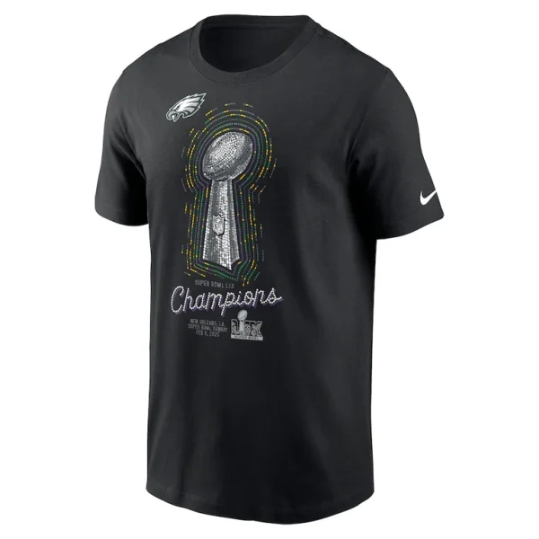 Philadelphia eagles nike super bowl lix champions lombardi trophy t shirt Black M