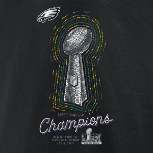 Philadelphia eagles nike super bowl lix champions lombardi trophy t shirt Black XL