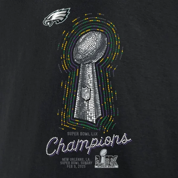 Philadelphia eagles nike super bowl lix champions lombardi trophy t shirt Black XL