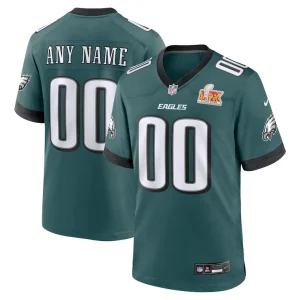 Philadelphia eagles nike super bowl lix custom game jersey Midnight green