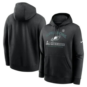 Philadelphia eagles nike super bowl lix fleece pullover hoodie Heather charcoal