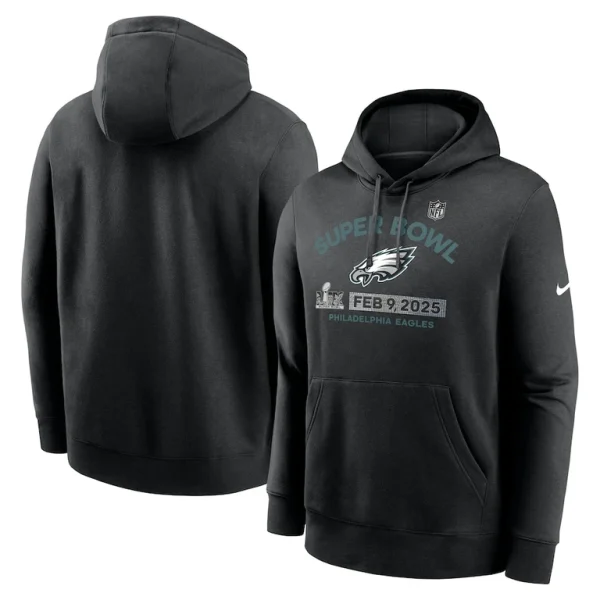 Philadelphia eagles nike super bowl lix fleece pullover hoodie Heather charcoal