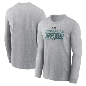 Philadelphia eagles nike super bowl lix nola inspired long sleeve t shirt Heather gray
