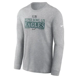 Philadelphia eagles nike super bowl lix nola inspired long sleeve t shirt Heather gray M