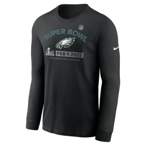 Philadelphia eagles nike super bowl lix team logo long sleeve t shirt Black M