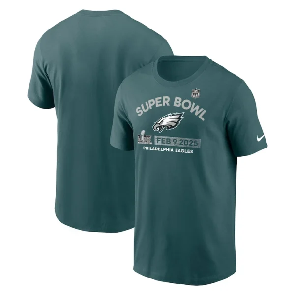 Philadelphia eagles nike super bowl lix team logo t shirt Midnight green