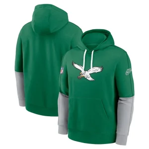 Philadelphia eagles nike throwback logo club tri blend pullover hoodie Kelly green