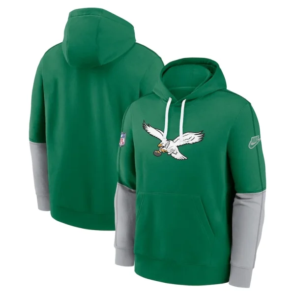 Philadelphia eagles nike throwback logo club tri blend pullover hoodie Kelly green
