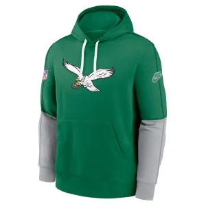 Philadelphia eagles nike throwback logo club tri blend pullover hoodie Kelly green M