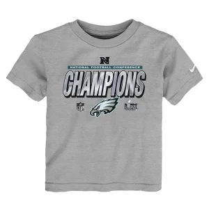 Philadelphia eagles nike toddler 2024 nfc champions locker room trophy collection t shirt Heather gray 3T