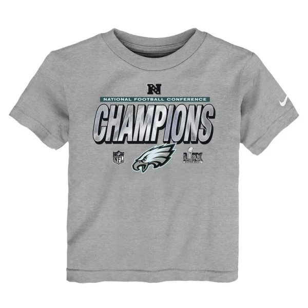 Philadelphia eagles nike toddler 2024 nfc champions locker room trophy collection t shirt Heather gray 3T
