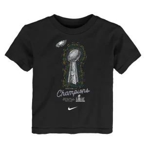 Philadelphia eagles nike toddler super bowl lix champions lombardi trophy t shirt Black 3T