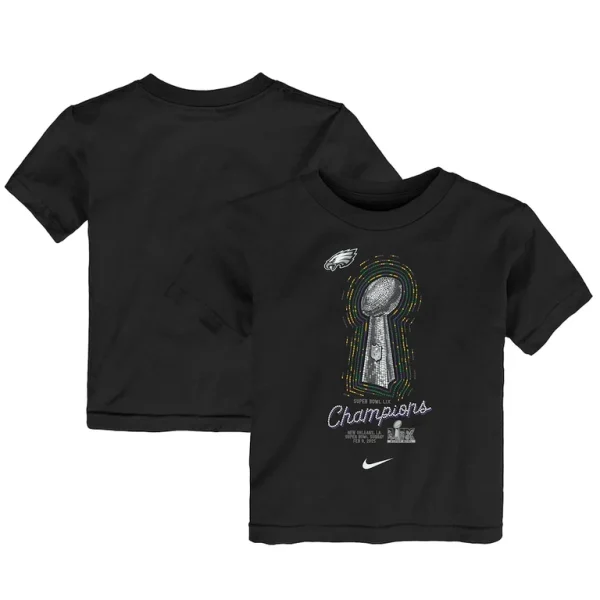 Philadelphia eagles nike toddler super bowl lix champions lombardi trophy t shirt Black