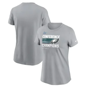 Philadelphia eagles nike womens 2022 nfc champions locker room trophy collection t shirt Gray