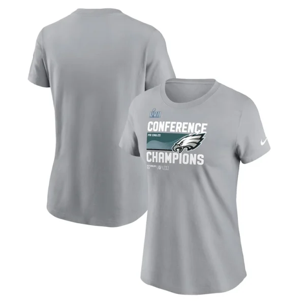 Philadelphia eagles nike womens 2022 nfc champions locker room trophy collection t shirt Gray