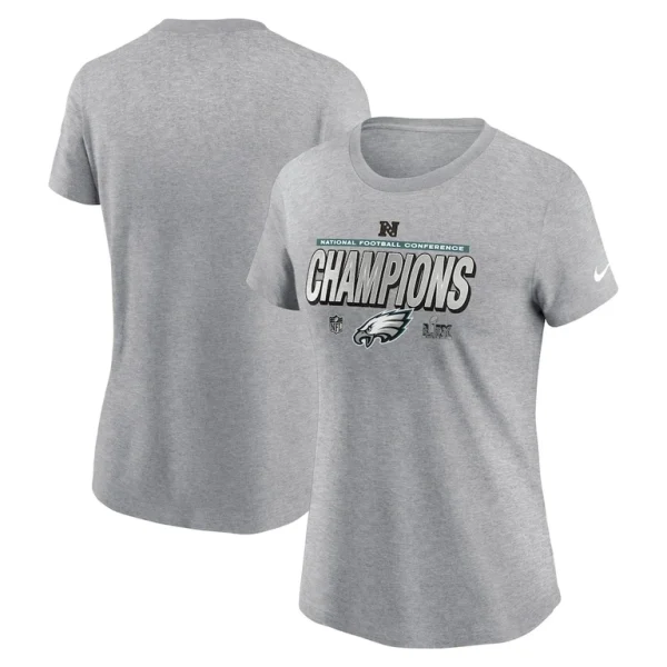 Philadelphia eagles nike womens 2024 nfc champions locker room trophy collection t shirt Heather gray