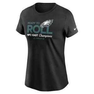 Philadelphia eagles nike womens 2024 nfc east division champions locker room trophy collection t shirt Black M