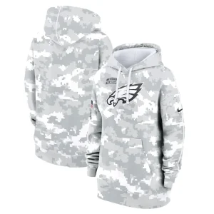 Philadelphia eagles nike womens 2024 salute to service club fleece oversized pullover hoodie Arctic camo