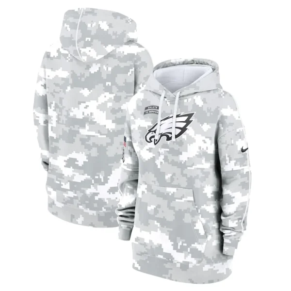 Philadelphia eagles nike womens 2024 salute to service club fleece oversized pullover hoodie Arctic camo