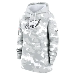 Philadelphia eagles nike womens 2024 salute to service club fleece oversized pullover hoodie Arctic camo S