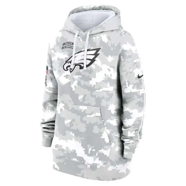 Philadelphia eagles nike womens 2024 salute to service club fleece oversized pullover hoodie Arctic camo S