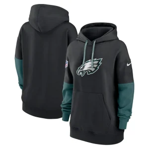 Philadelphia eagles nike womens 2024 sideline essential fleece pullover hoodie Black