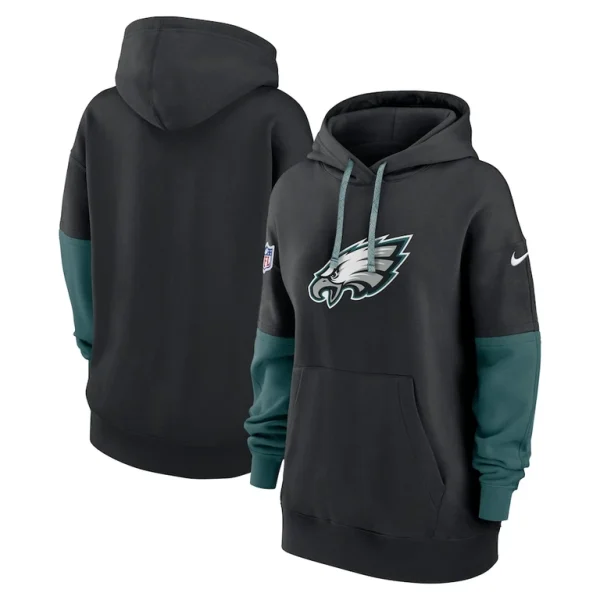 Philadelphia eagles nike womens 2024 sideline essential fleece pullover hoodie Black