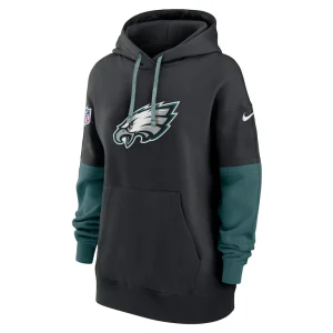 Philadelphia eagles nike womens 2024 sideline essential fleece pullover hoodie Black S