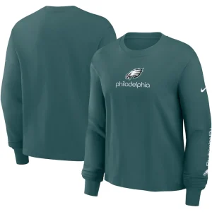 Philadelphia eagles nike womens boxy long sleeve t shirt Midnight green