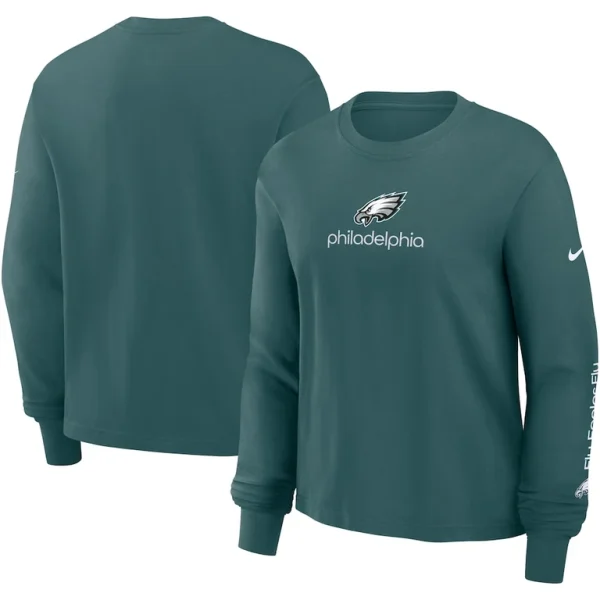 Philadelphia eagles nike womens boxy long sleeve t shirt Midnight green